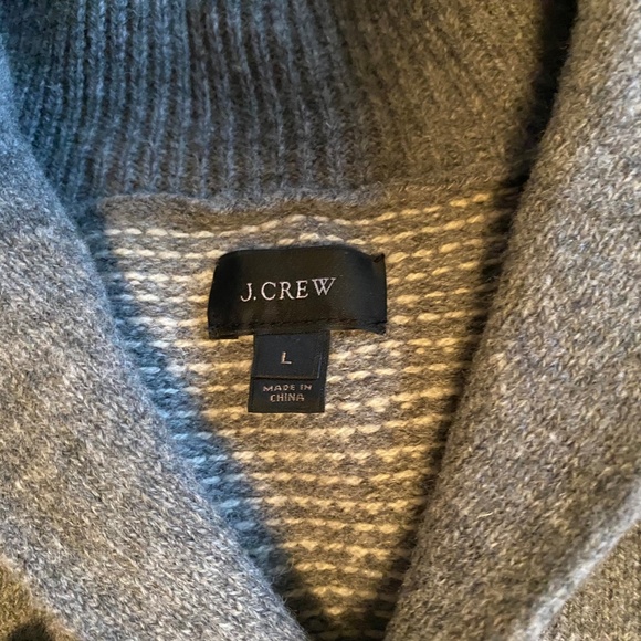 J. Crew Gray Lambswool Shawl Collar Sweater, Size L - Picture 6 of 7